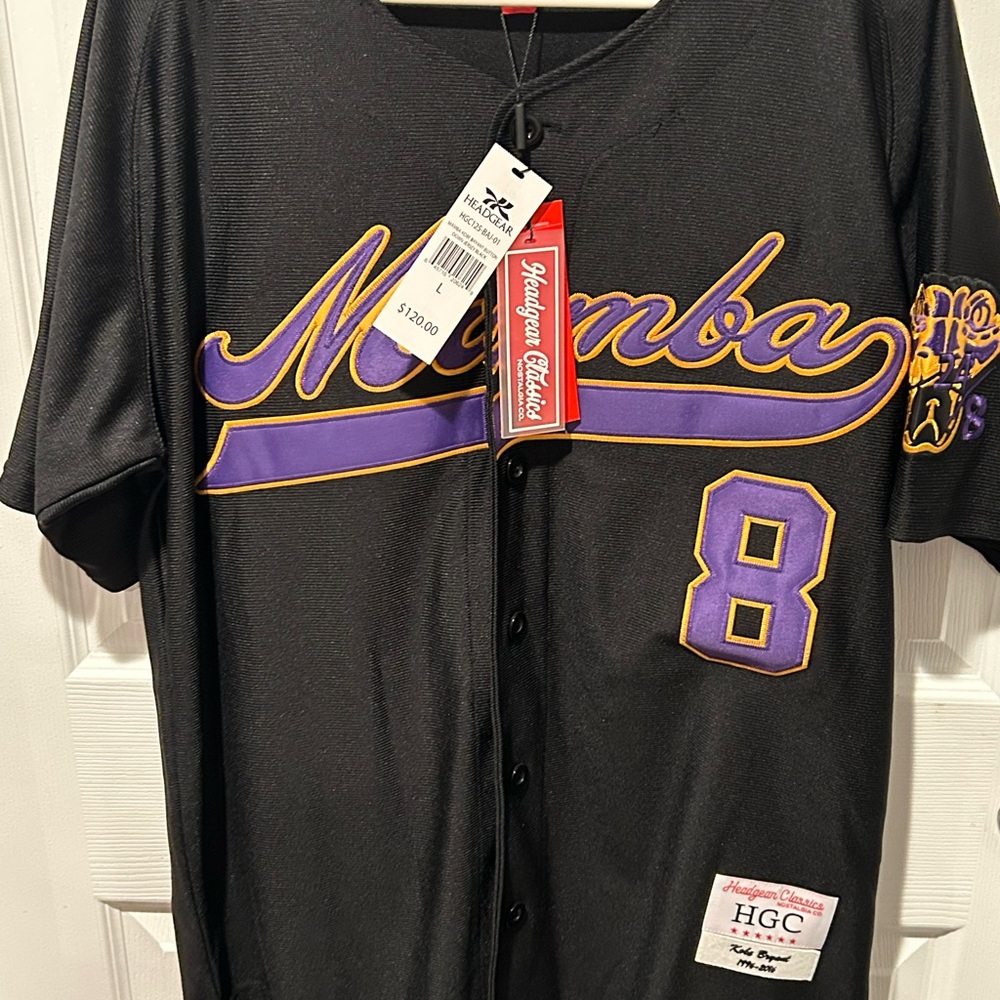 Kobe Bryant Headgear  Classics Baseball Jersey #24 #8 Black Mamba Mens XL NWT